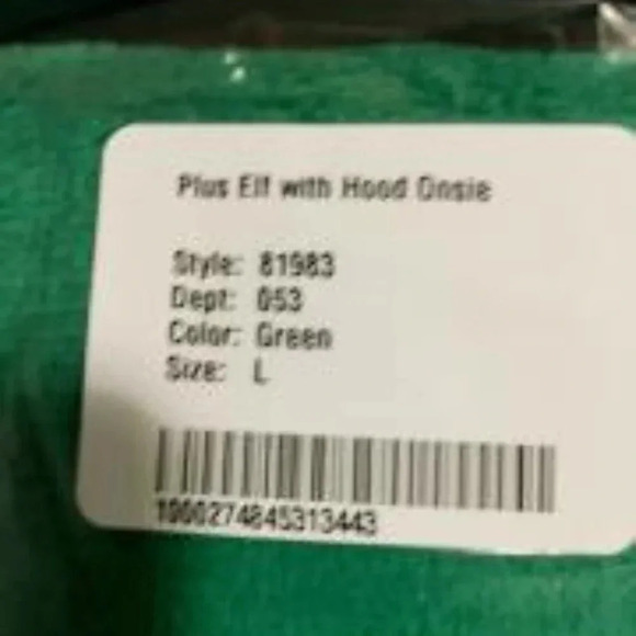 Elf Xmas Pajama PJ One Piece Romper Size L Costume Hooded Sleeper PJ New - Picture 7 of 8